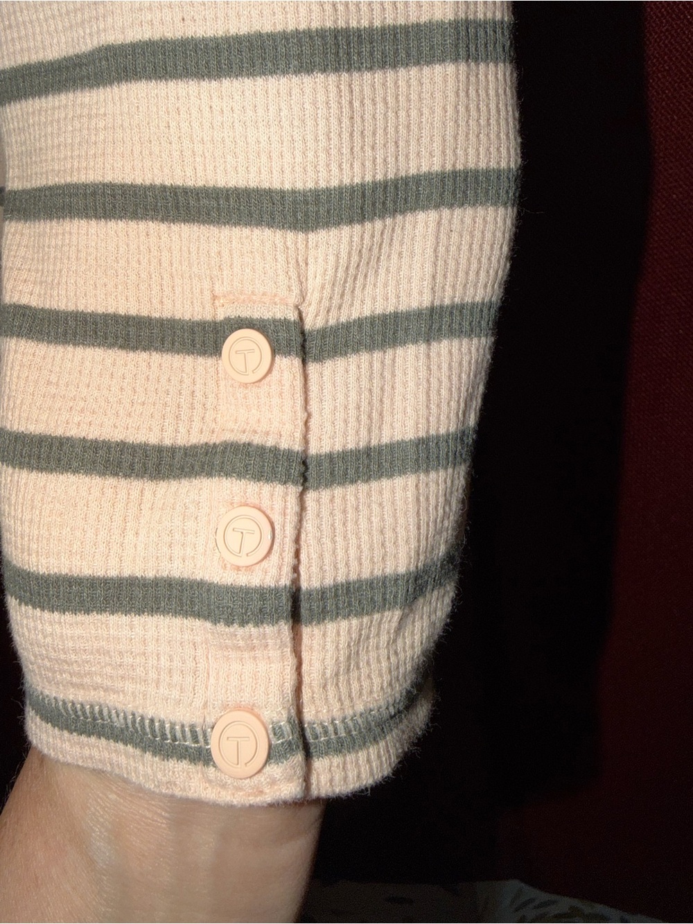 Talbots Peach and Gray Striped Ribbed Top - Picture 4 of 7